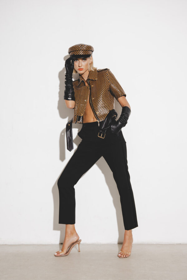 Short Leather Jacket with Military Accents - Image 2