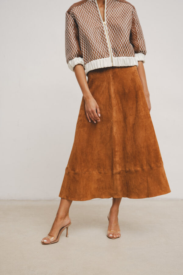 Caramel Suede Midi Skirt - Image 2