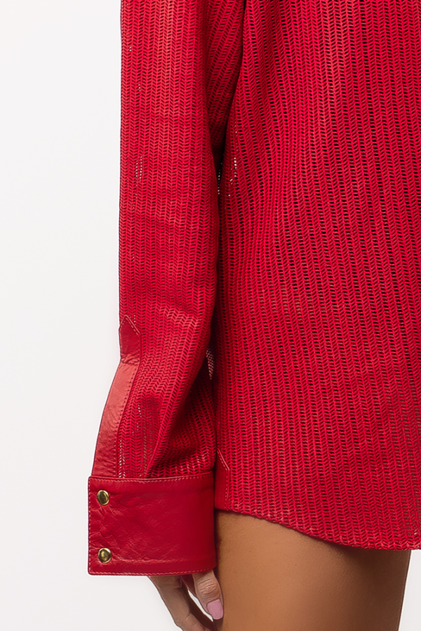 Red leather shirt - Image 4