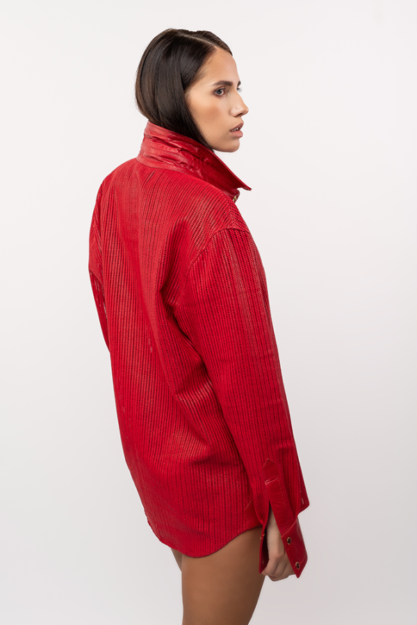 Red leather shirt - Image 5