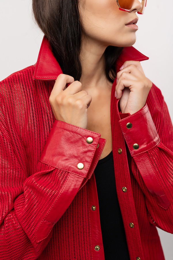 Red leather shirt - Image 2