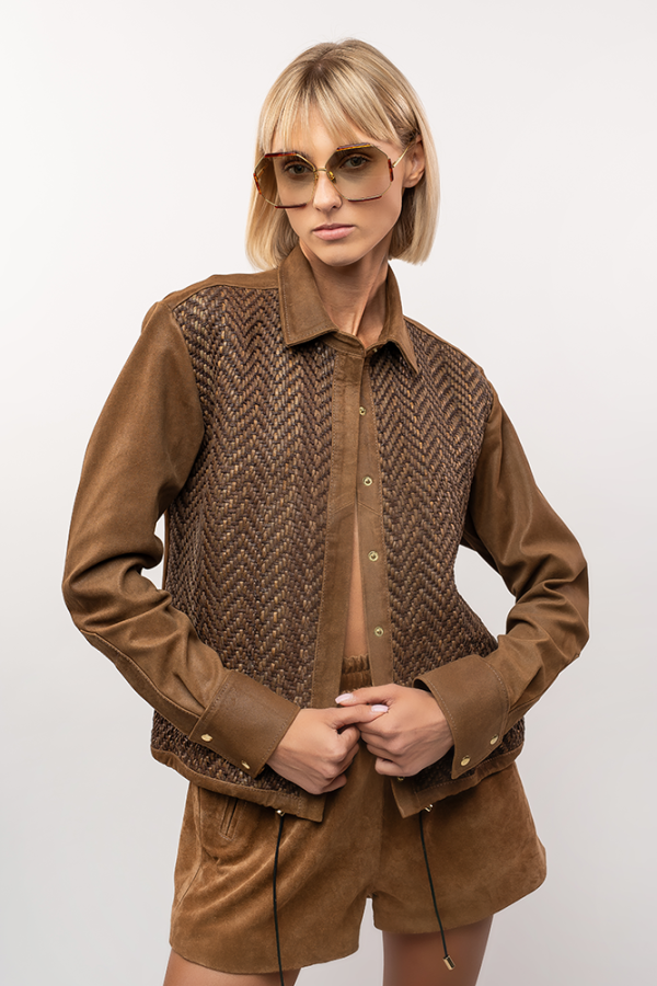 Brown leather shirt - Image 2