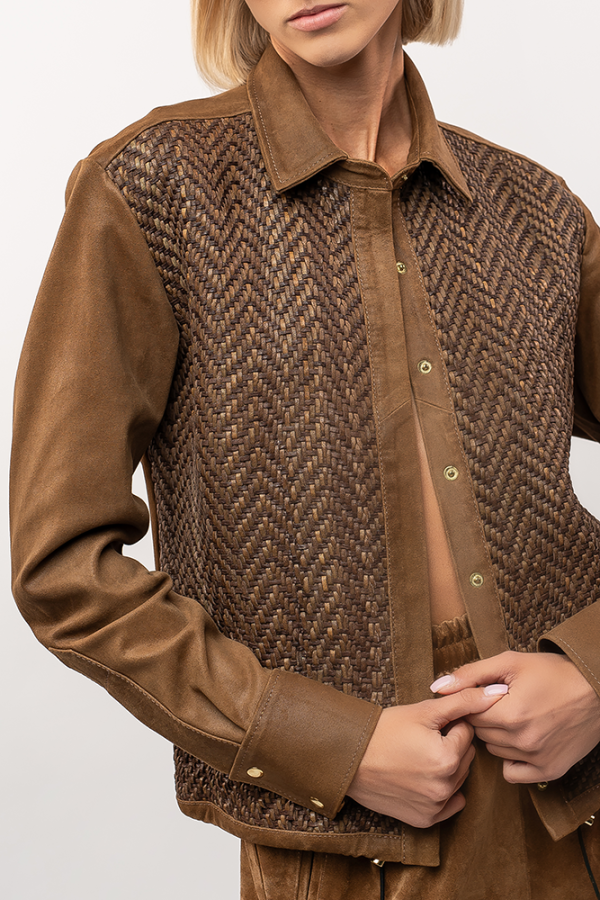 Brown leather shirt - Image 4