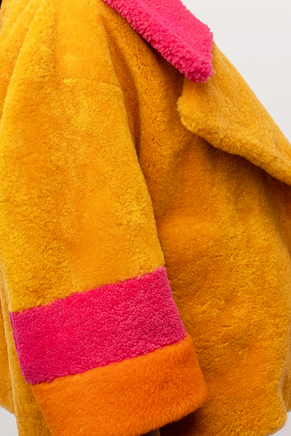 Yellow and Pink Shearling Coat - Image 5