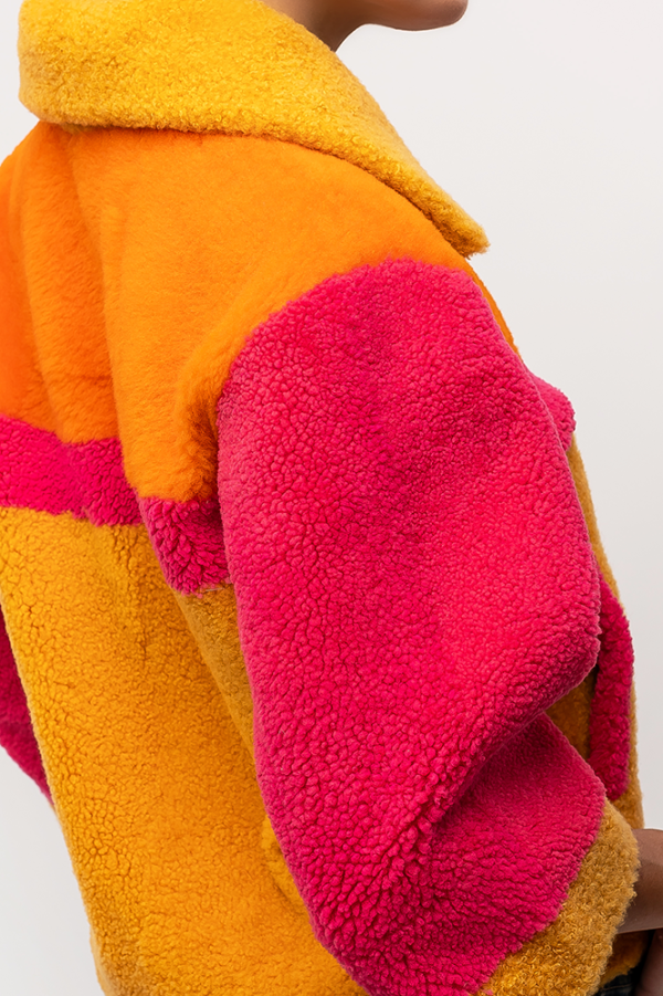 Yellow and Pink Shearling Coat - Image 8