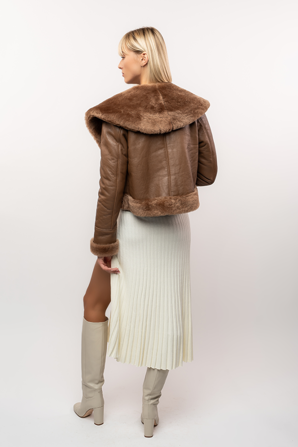 Brown shearling jacket - Image 4