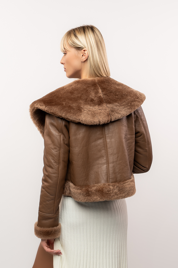 Brown shearling jacket - Image 2