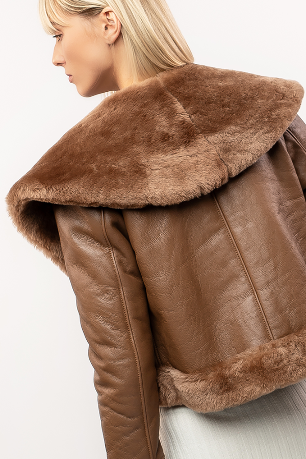 Brown shearling jacket - Image 6