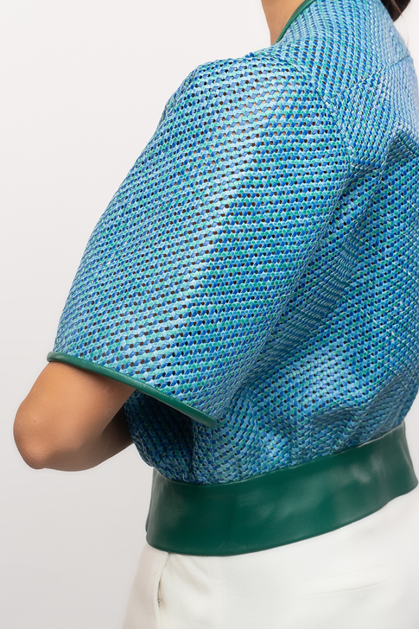 Chaqueta de cuero trenzado azul - Imagen 4