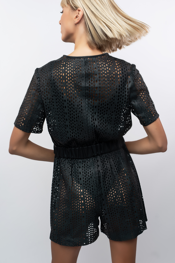 A jumpsuit made from perforated leather - Image 2