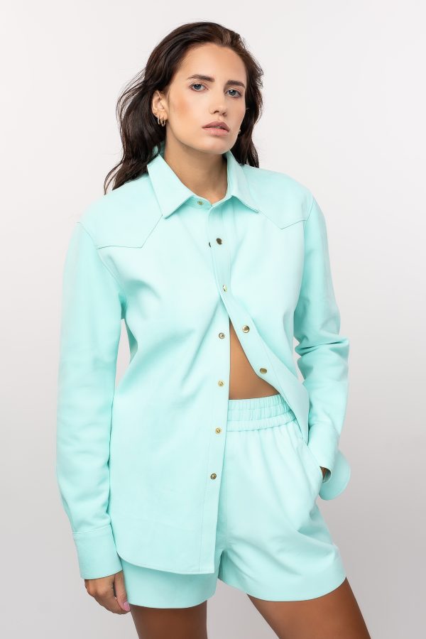 Shorts de ante color menta - Imagen 2